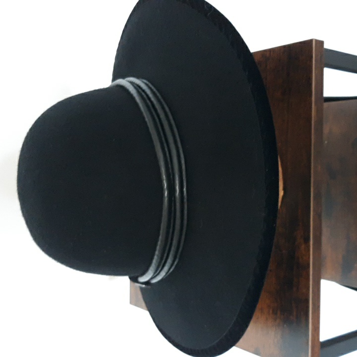 Betmar Black Wide-Brim Wool Hat With Trim